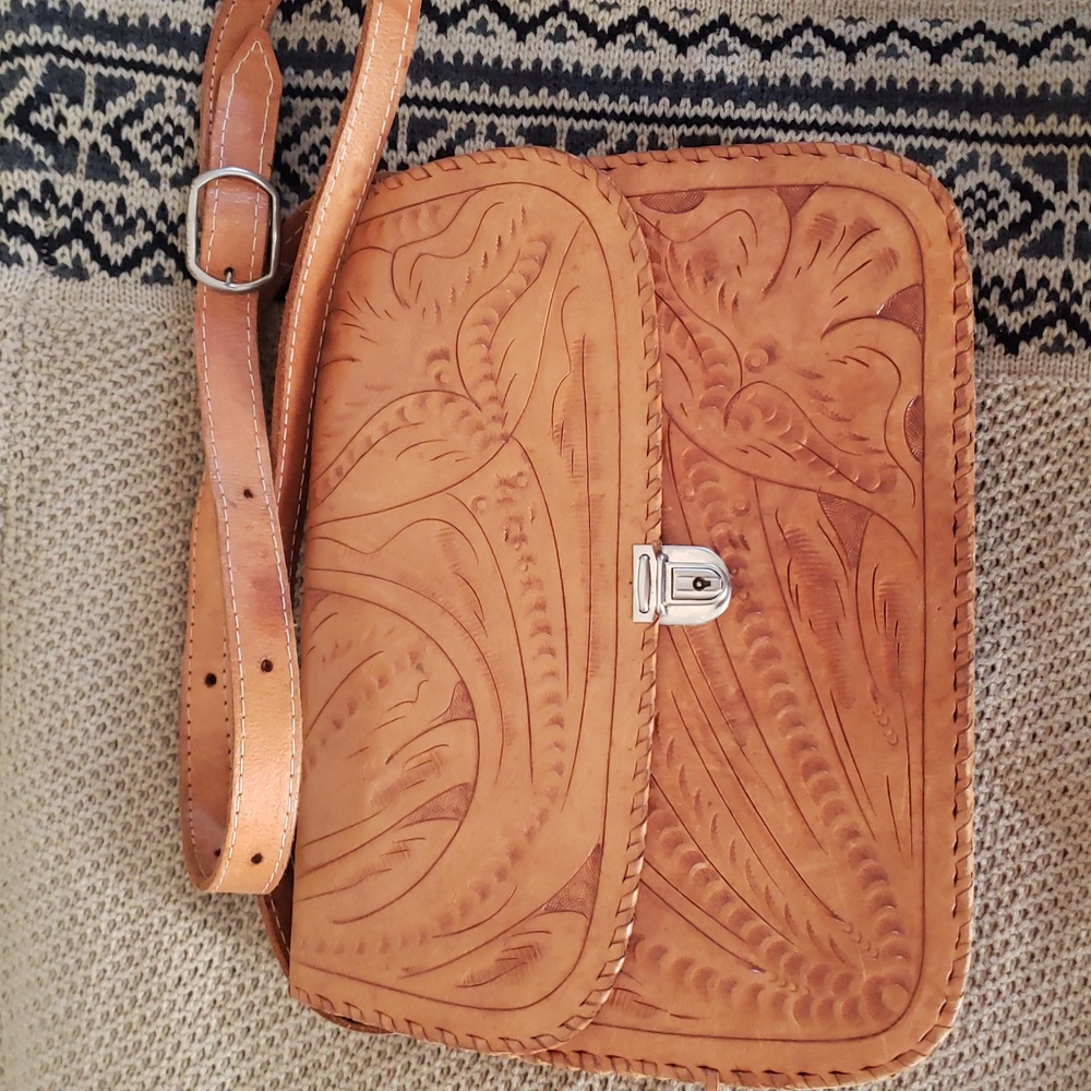 Tooled Leather Crossbody Purse